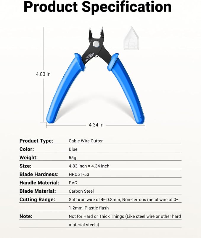 VCELINK Small Wire Cutter Spring-loaded GJ706BL, Precision Flush Cutter Pliers - Image 7