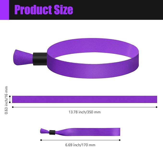 100 Pcs Cloth Event Wristband, Disposable Wristbands for Events, Colored Wristbands Events,for Lightweight Concert,Club Entrance Wrist Strap Party Wristband Event (Color : Purple1)