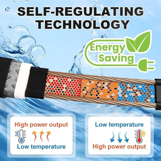 MAXKOSKO In Line Heating Cable Prevents Water Supply from Freezing, CSA Certified Safe for Drinking Water Pipe, 60Ft 120V