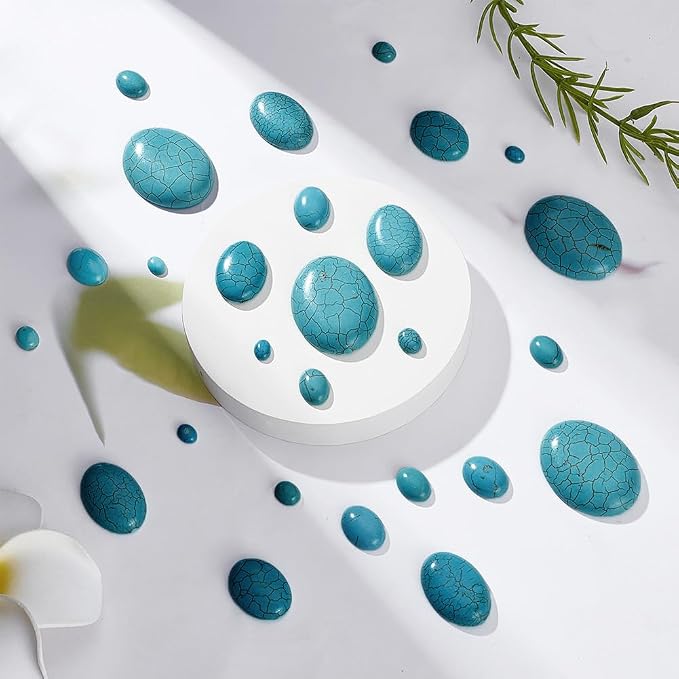 arricraft About 108 Pcs Synthetic Turquoise Cabochons, 7 Sizes Dyed Flat Back - Image 4