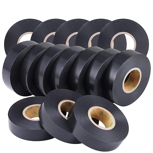 Lichamp 15-Pack Black Electrical Tape Waterproof, 3/4 in x 66ft, Industrial Grade UL/CSA Listed High Temp Electrical Tape Electric Super Vinyl