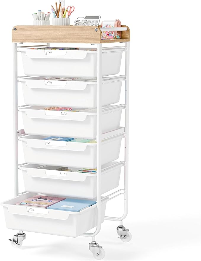 6 Drawer Rolling Cart for Craft Storage, Utility Drawer Organizer by SYKIARIOL