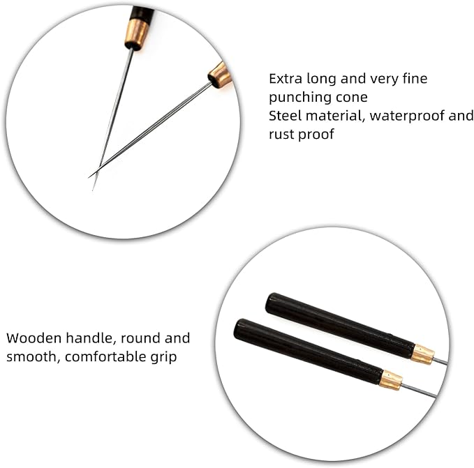 votuyet 2 Pcs Scratch Awl Tool Leather Punch Tool,Leather Craft Repair Tools Sewing Tailors Awl