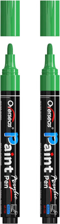 Overseas 2 Pack Green Acrylic Paint Pens Permanent Markers, Medium Tip | by Overseas