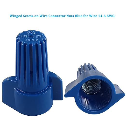 UL Listed Blue Winged Electrical Wire End Connectors Caps Bulk 100 Pack Large Twist-on Wire Connectors Nuts 14-6 AWG,HS P17 Type Screw Terminals