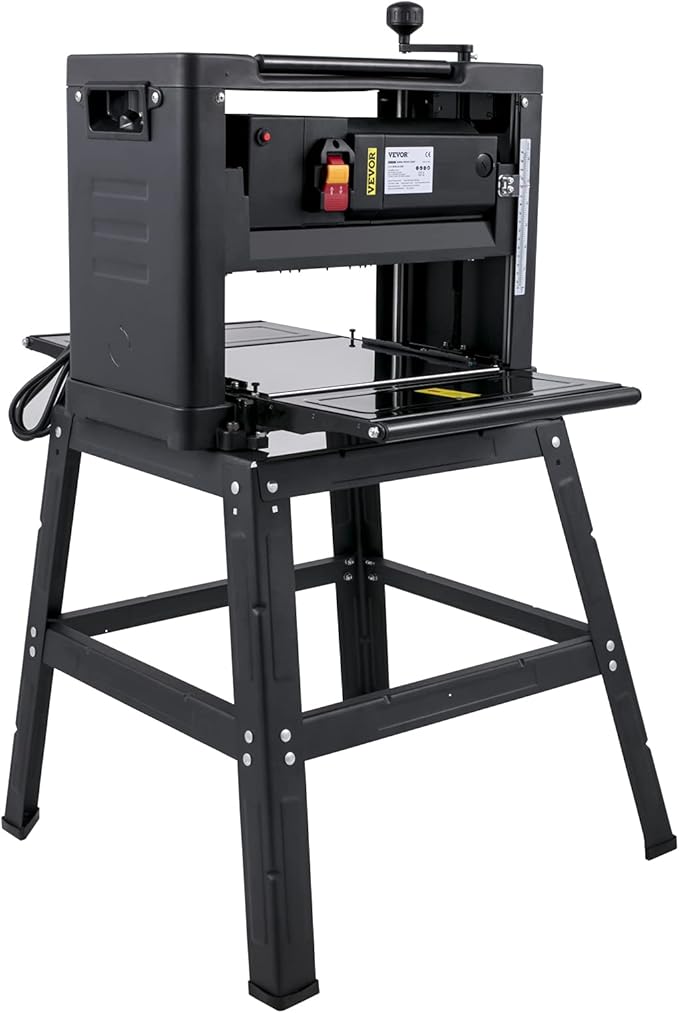 VEVOR Thickness Planer - 13-Inch Benchtop Wood Planer, 2000W, 8000 rpm, 15 AMP, Foldable, 6m/min Planing Speed, Iron Stand, Dust Exhaust for Woodworking