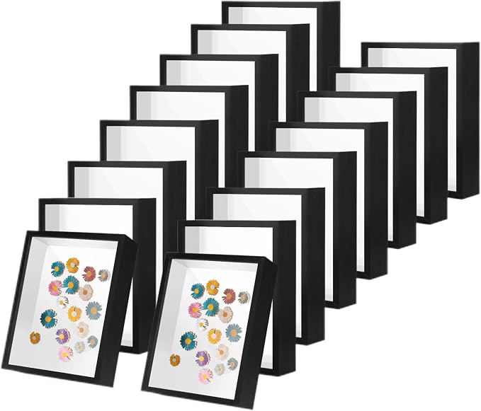 HD Glass Wooden Hollow Photo Frame, 4x6 Shadow Box Frame，Frames by CROISSANT