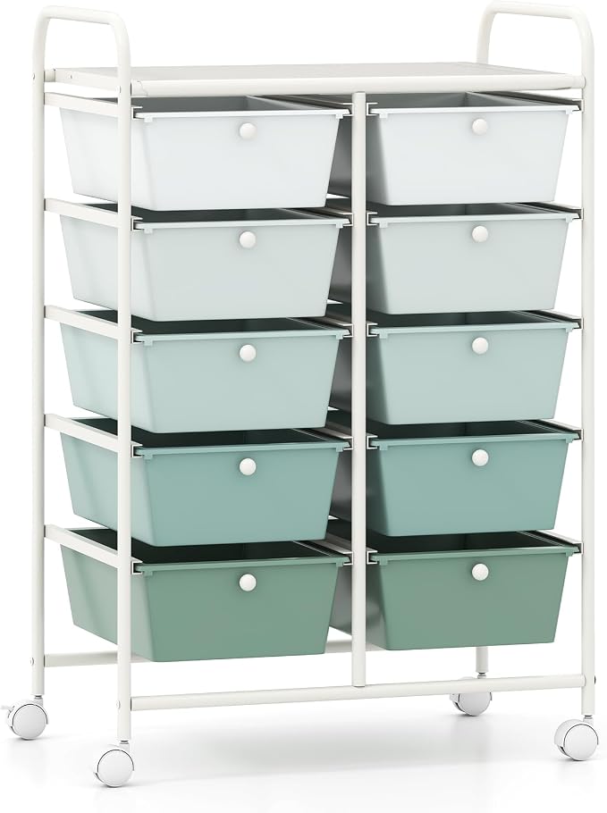 Giantex 10 Drawers Rolling Cart, Classroom Organizers, Storage Cart - Image 9