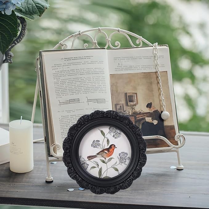 Vintage Picture Frames 3x3 Round Black Antique Picture Frames - Image 3