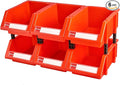 Industrial tool bins Stacking storage bins for garage screws, nuts, bolts,Red,Pack of 6