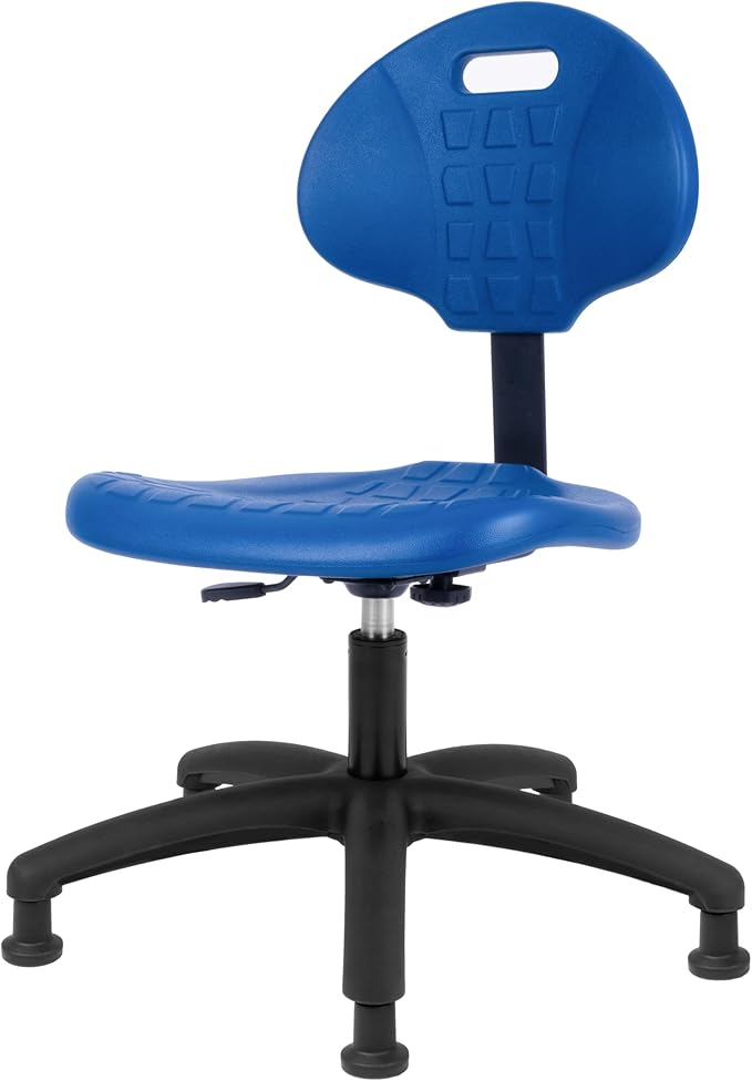 Chair Master Table Height Chair/Stool-Easy to Clean! Deluxe Ergonomic Polyurethane Chair. 5" of Height Adj (15.5"-20.5") 450 lb Capacity. Automotive, Lab, Garage, Home, Office (Glides, Blue)