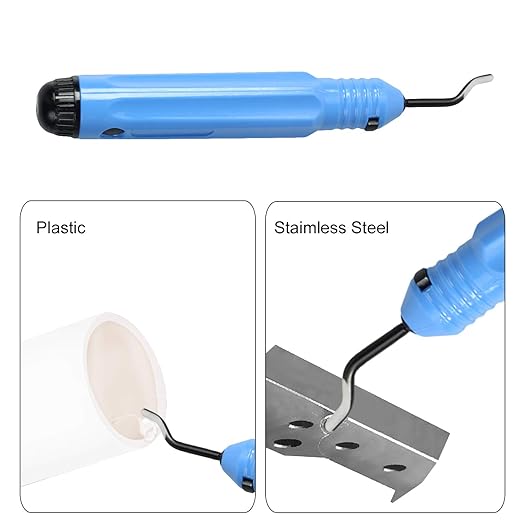 Metal Deburring Tool Kit – Precision Burr Remover Set with 10 High-Speed Steel Blades & Ergonomic Anti-Slip Handle – Ideal for Metal, Plastic, Aluminum, Copper, and Steel Edge Smoothing