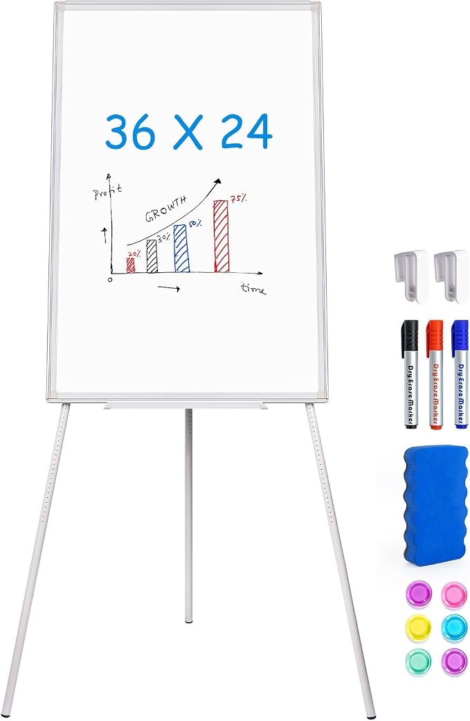Maxtek Easel Whiteboard 36 x 24 in, Stand Tripod by Maxtek