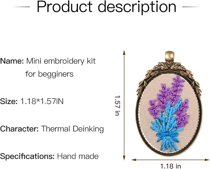 ZOCONE 6 Packs Embroidery Necklace Kits, Embroidery Pendant Kit Mini Cross - Image 2
