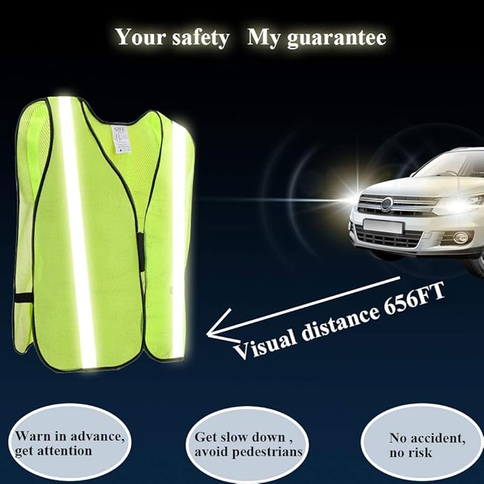 SIFE High Visibility Reflective Safety Vest with 1 Inch Reflective Strips,Made from Breathable and Neon Yellow Mesh Fabric,Universal Size,10 pack