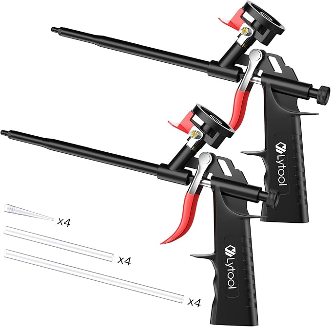 2pcs Foam Gun, Expanding Foam Spray Gun with Extension Tube, PU Foam Gun Applicator, No-Clean Foam Spray Gun, Teflon Coated Foam Gun for Caulking Foam Gun, Gap Filler Spray Gun