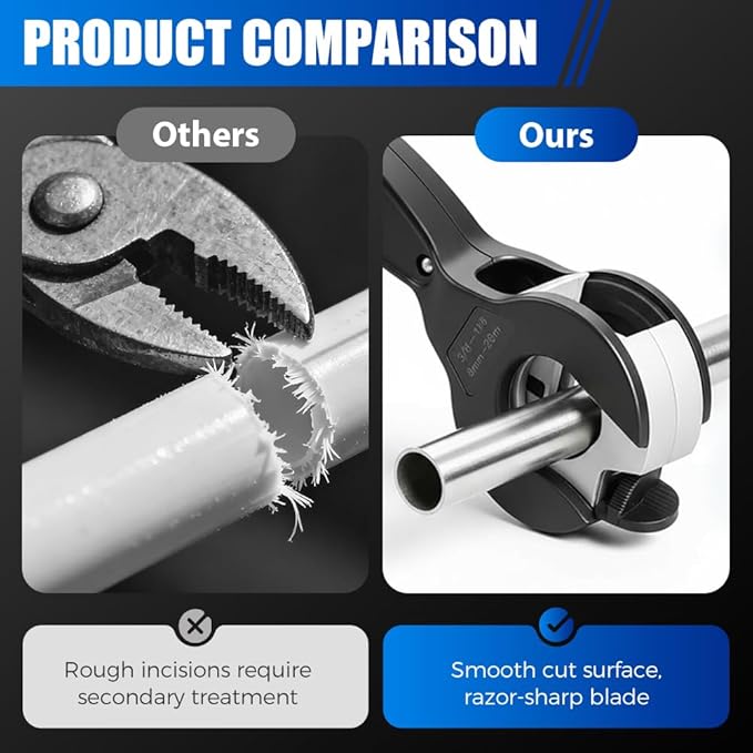 Ratcheting Tubing Cutter, Adjustable Ratchet Type Pipe Cutter 1/4" To 7/8", Ratcheting Pipe Cutter for Copper Aluminum Iron Stainless Steel Conduit Plumbing, PVC, Soft Metals (5/16" to 1-1/8")