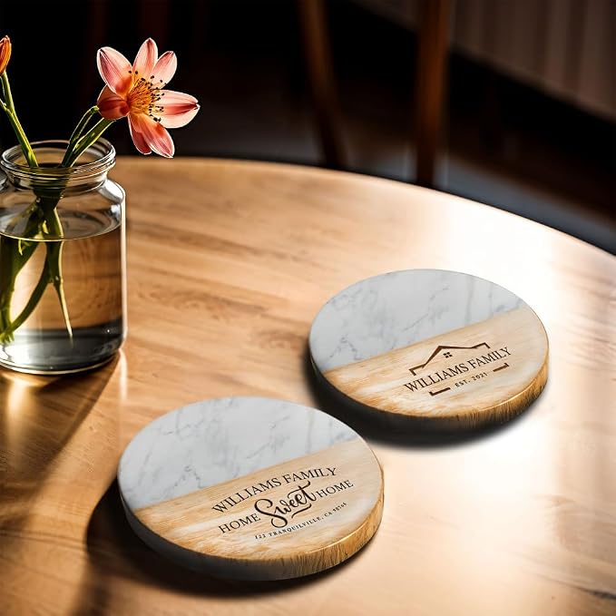 Personalized Coasters House Warming Gifts New Home, Custom Drink Coasters - Image 8