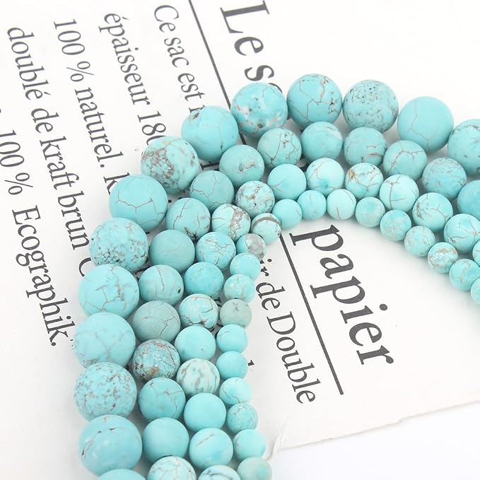 48pcs Natural Matte Green Turquoise Gemstone Beads，8mm Frosted Round Loose - Image 7