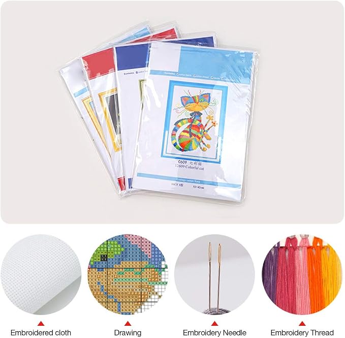 Eiazuiks Stamping Cross Stitch Kit, Flower Counting Cross Stitch Kit - Image 5