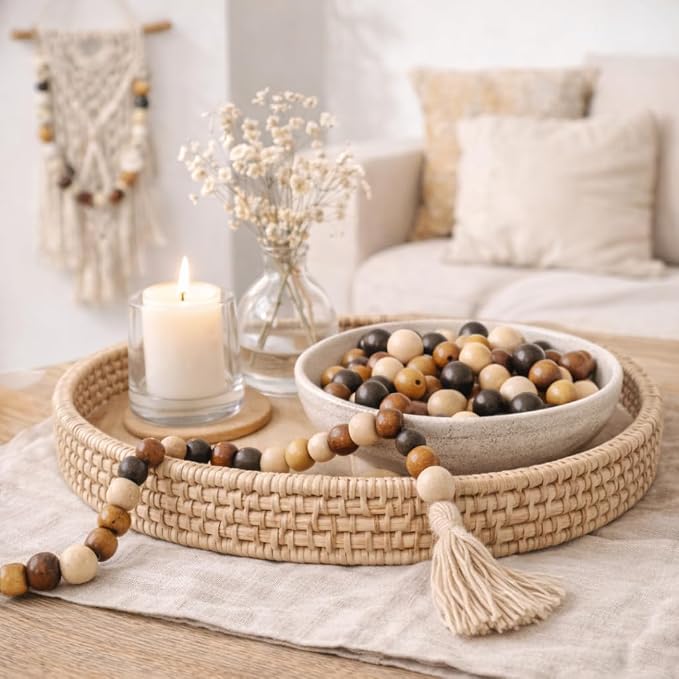 400pcs 12mm Large Wooden Beads for Crafts, Big Hole Natural Wood Beads Bulk - Image 6