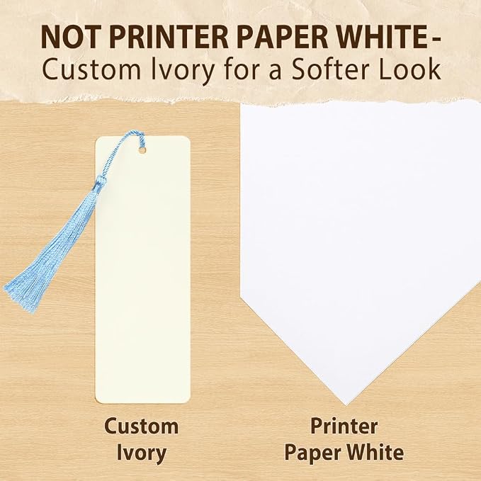 102 pcs Blank Bookmarks with Colorful Tassels – 350gsm Cardstock Bookmark Blanks - Image 6