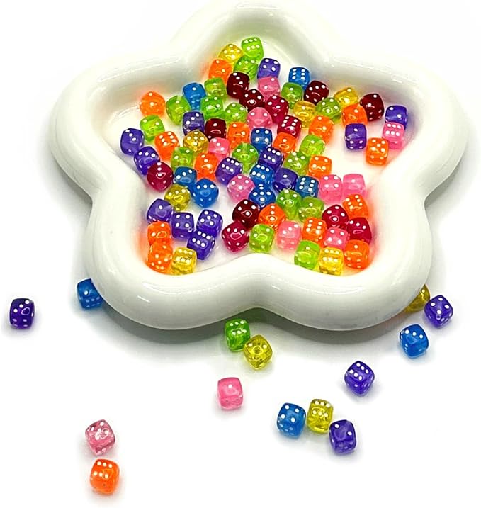 120PCS Transparent Colorful Dice Beads, Fun Dice Shaped Acrylic Beads - Image 4