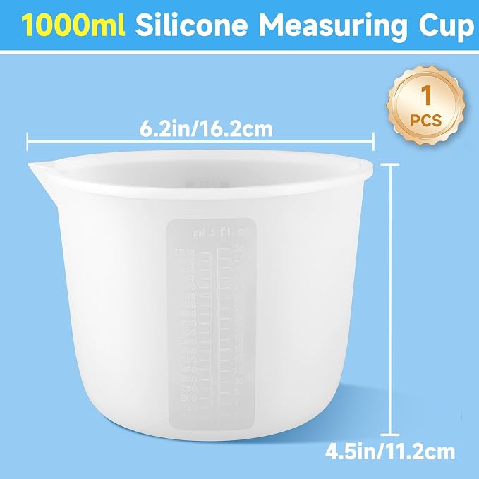 Gartful 1000ml Reusable Silicone Resin Cups, Large Silicone Mixing Bowl - Image 2