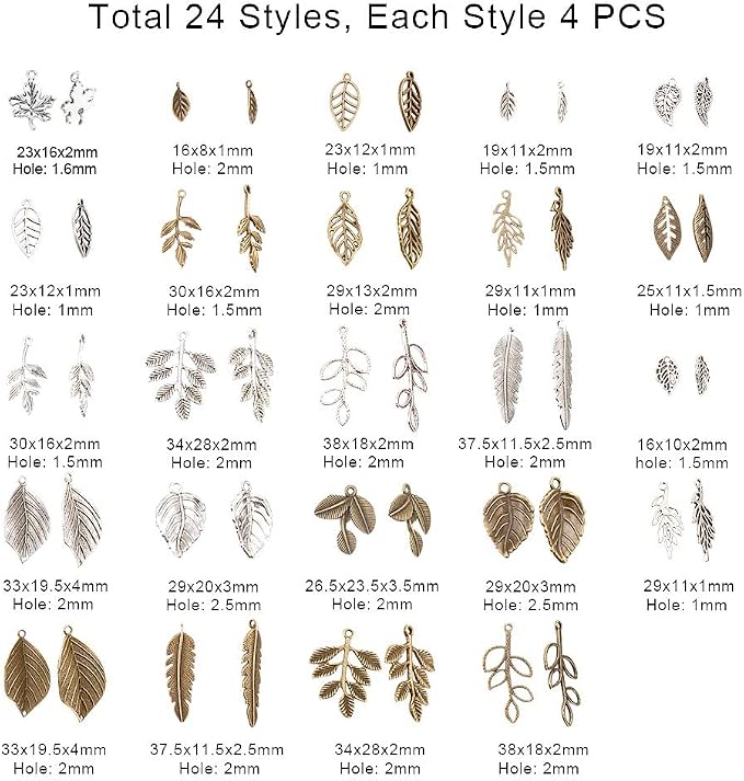 PH PandaHall 14 Styles Tree Leaf Charms - Image 3