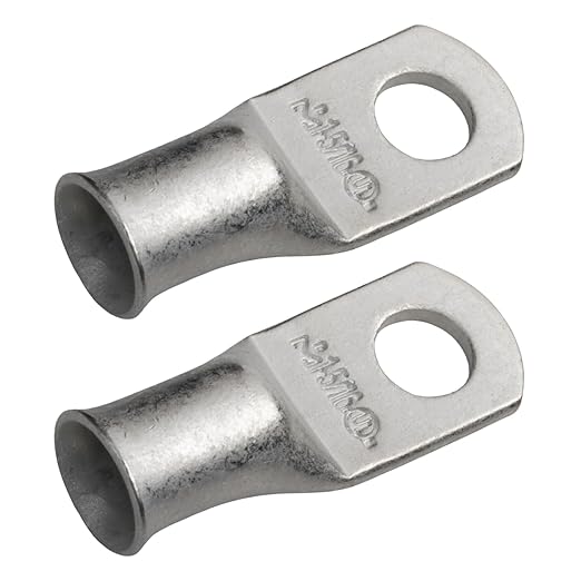 SELTERM 2pcs 1 AWG 5/16" Stud Tinned Copper Wire Lugs, Battery Lugs, Ring Terminals, Battery Cable Ends, 1 Gauge Ring Terminal Connectors, UL Marine Grade Electrical Battery Terminal Connectors