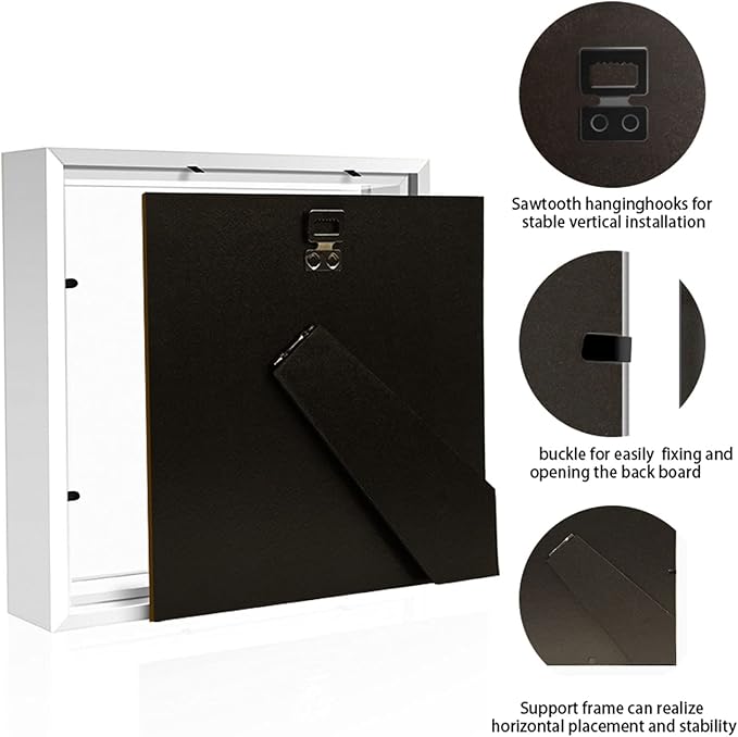 8x8 White Shadow Box Frame Display Case - Image 3