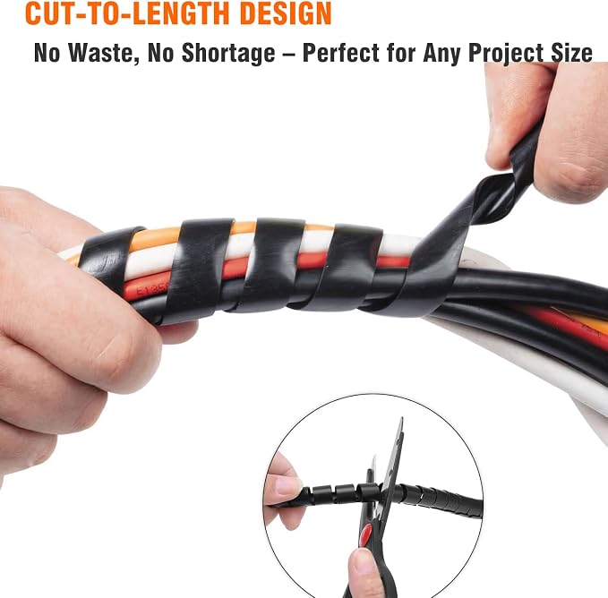 20 Ft Spiral Cable Wrap – 1/2 inch Diameter, PE Wire Organizer - Image 4