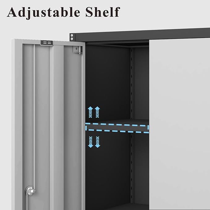 Metal Garage Wall Cabinet, 28" Wall Mount Storage Cabinets with Locking Doors and Shelf, Metal Small Storage Cabinets for Garage, Laundry Room, Kitchen, Pantry