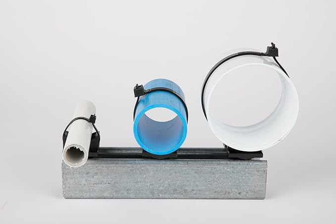 Strut Clamp for Piping and Conduit (10pcs & 100pcs), 3/8" to 5" Universal Size, Tool-Free Install, Made in USA, Non-Corrossive, Non-Conductive. (Uniclamp + Nylon Strap + HDPE Sleeve, 100)