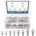 Glarks 125Pcs Marine Grade Heavy Duty Tinned Copper Wire Lugs Battery Cable Ends Eyelets SC Ring Terminal Connectors Assortment Kit