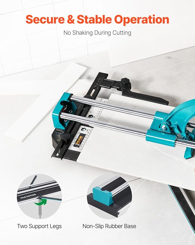 VEVOR Manual Tile Cutter, 48 inch Professional Porcelain Ceramic Tile Cutter, Double Rails with Tungsten Carbide Cutting Wheel, Anti-Skid Feet & Infrared Positioning for Home Industrial