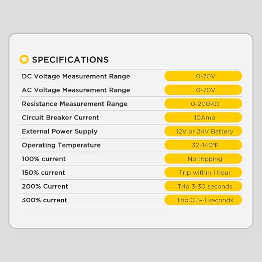 AUTOOL Automotive Circuit Tester Power Circuit Probe Tester Test Light Breaker Finder 0-70V AC DC Voltage Tester for 12V 24V Vehicle, with Voltmeter&Illumination, Component Activation/Continuity Test