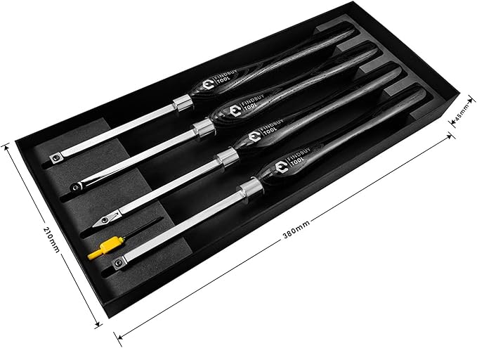 FindBuyTool Woodturning Tools, 4pcs Carbide Tipped Lathe Tools, Carbide Lathe Turning Tools set for Woodworking, Wood Turning Tools for Lathe, Mid Size