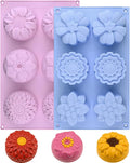 Sakolla 2 Pack Silicone Soap Molds, 6 Cavities Different Flower Shapes Silicone by Sakolla