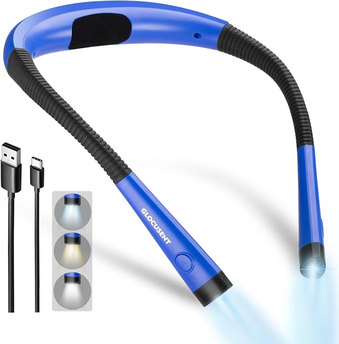 Glocusent Book Light, 3-Color & 6-Brightness Reading Light, Bendable Neck Light - Image 7
