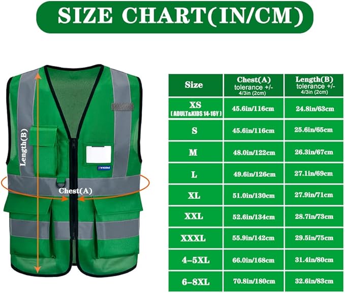3xl green safety vests reflective