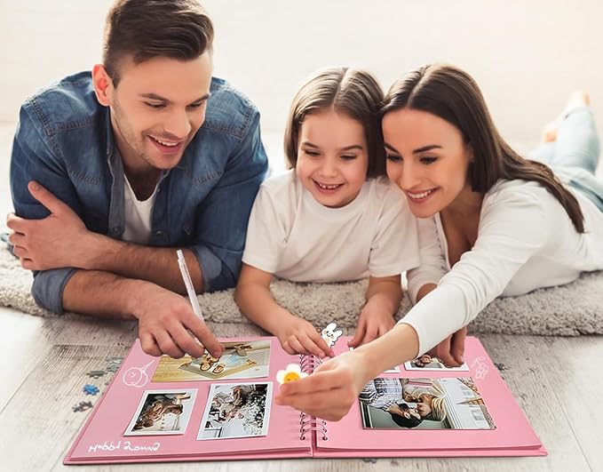 RECUTMS 8x8 Scrapbook DIY Photo Album 60 Pages Kraft Paper Memory Book Pink | - Image 7