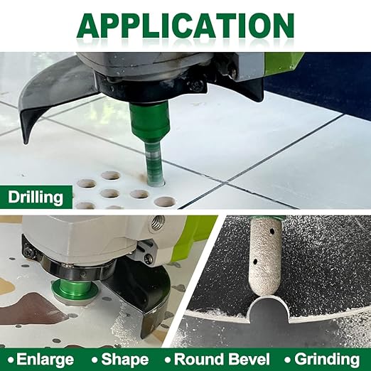 Diamond Core Drill Bits Kit - 7pcs 6/6/6/20/25/35/50mm+1pc 2" Beveling Chamfer Bit+1pc 3/4" Diamond Finger Milling Bit+SDS Adapter to 5/8-11" Thread for Porcelain Ceramic Tile Granite Marble