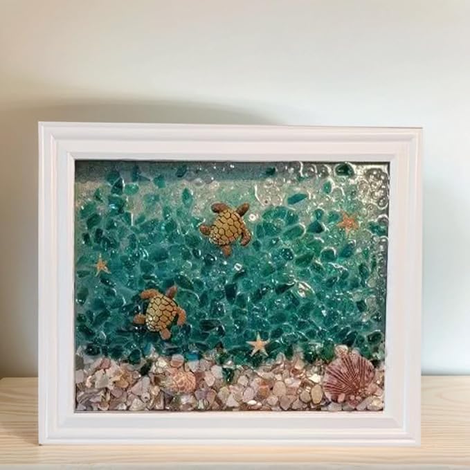 Sea Glass Art Kit, Mosaic Glass Photo Frame Set 9.5x7.5 Inch, Handcraft Style - Image 2