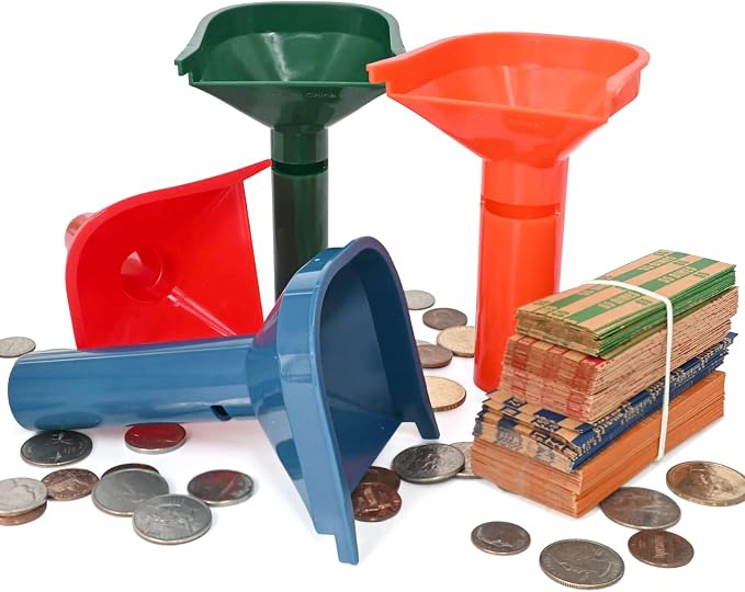 L LIKED 150 Assorted Flat Striped Coin Wrappers & 4 Coin Sorters Tubes - Image 6