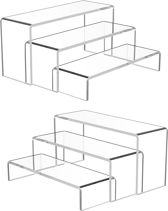Goabroa 6 Pcs 8'' Clear Cupcake Display Risers, 3 Tiers Rectangular Risers by Goabroa