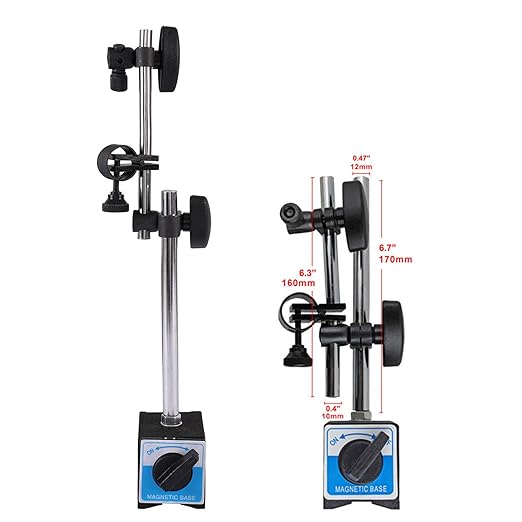 Dial Indicator with Magnetic Base Holder Fine Adjustable Long Arm 0-10mm Professional Gauge 0.01mm