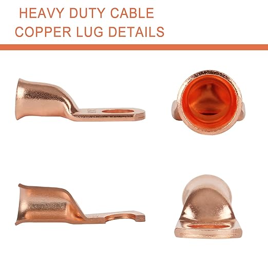 62PCS 2 AWG Ring Terminal Connectors Battery Copper Wire Lugs 2 Gauge 5/16", 3/8", 1/4", 1/2" with Heat Shrink Tubing Set, 30Pcs Battery Cable Ends and 32PCS Heat Shrink Tubing