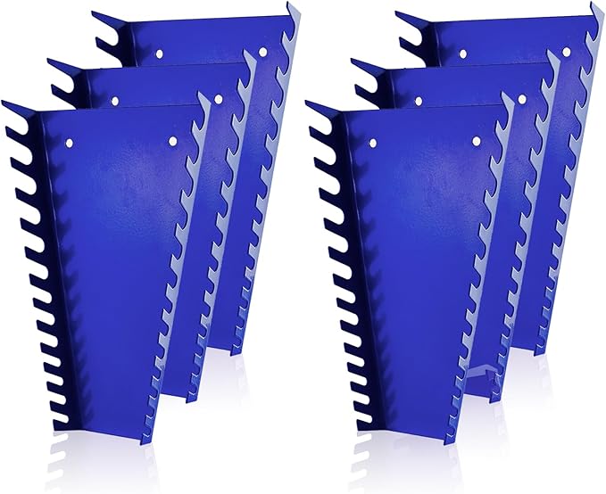 ALOANES 78-Slot Metal Wrench Organizer, Heavy Duty Wrench Organizer Tray for Tool Box, Professional Fit SAE & Metric Wrench Storage, 6 Pack Wrench Holders(Blue)