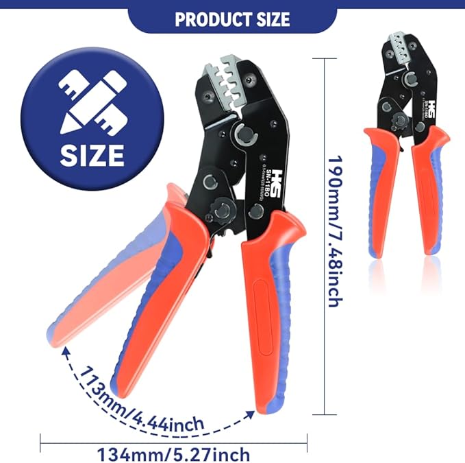 HKS Crimping Tool for AWG 28-18 (0.1-1mm²) Delphi APTIV Terminals, Metri-Pack 150/280/630, APEX 2.8 & AMP Superseal 1.5 - SN-11BO Dual Crimp (Conductor+Seal) with One-Cycle Chrome-Moly Jaw